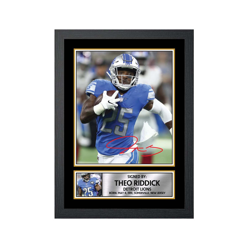 Theo Riddick Limited Edition Football Signed Print - American Footballer