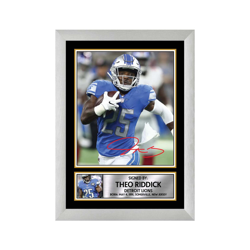 Theo Riddick Limited Edition Football Signed Print - American Footballer