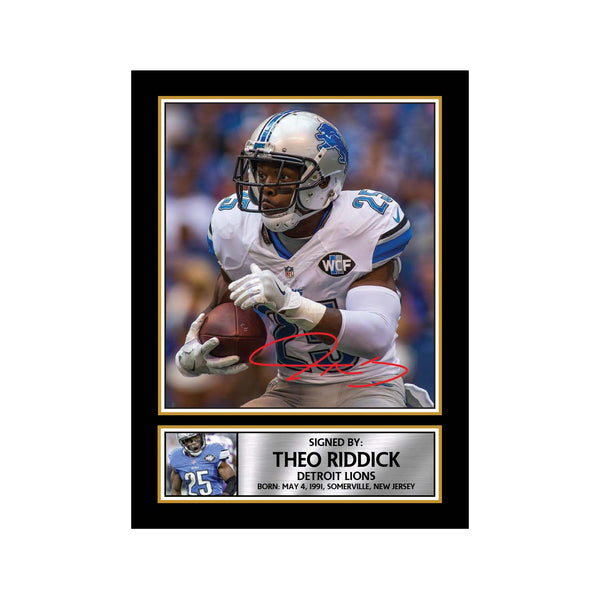 Theo Riddick 2 American Football Printed Signature Print