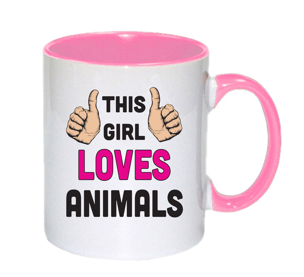This Girl Loves Animals mug – 11oz ceramic slogan mug