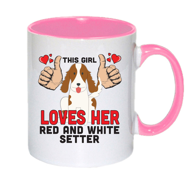 This girl loves her Red and white Setter Mug - Dog Lover Mug