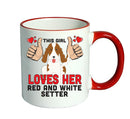 This girl loves her Red and white Setter Mug - Dog Lover Mug