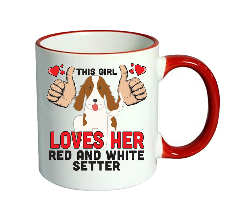 This girl loves her Red and white Setter Mug - Dog Lover Mug
