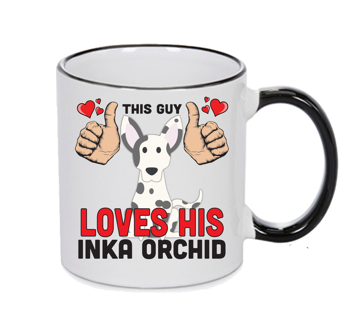 This guy loves his Inka Orchid Mug - Dog Lover Mug