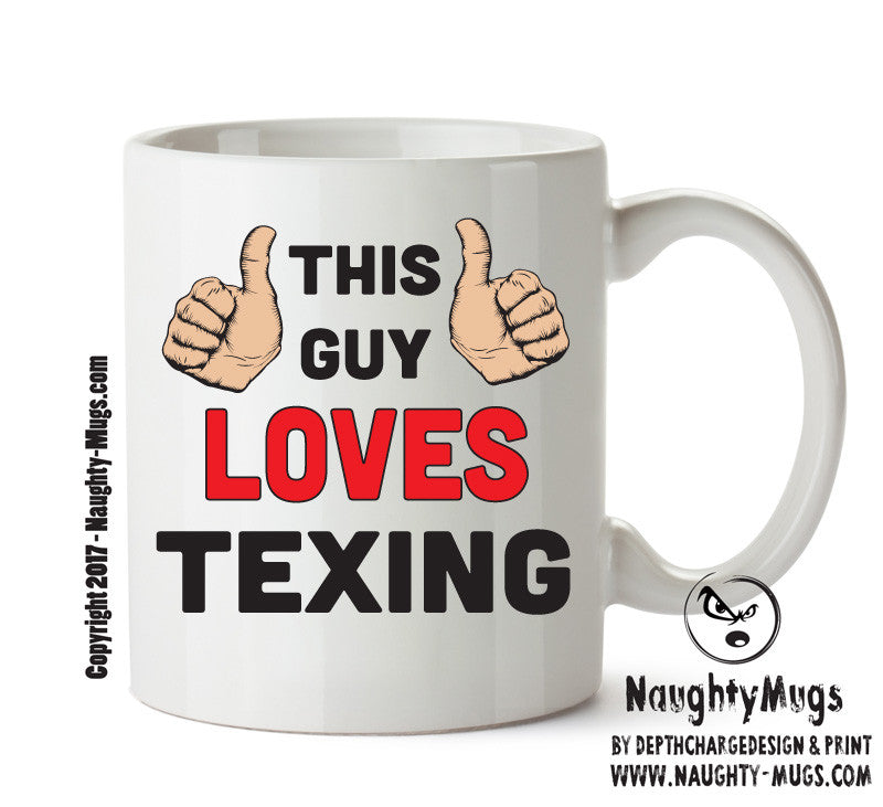 This Guy Loves Texting Personalised ADULT OFFICE MUG