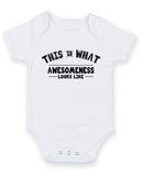 This Is What Awesomeness Personalised Baby Boy Girl Unisex Short Sleeve Bodysuit