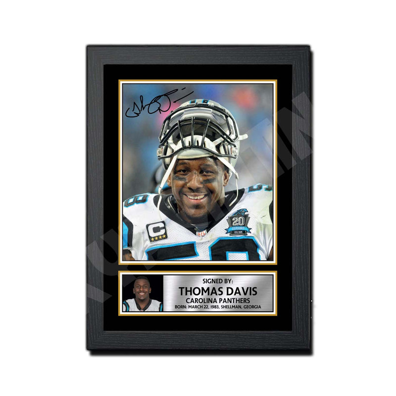 Thomas Davis 1 Limited Edition Football Signed Print - American Footballer