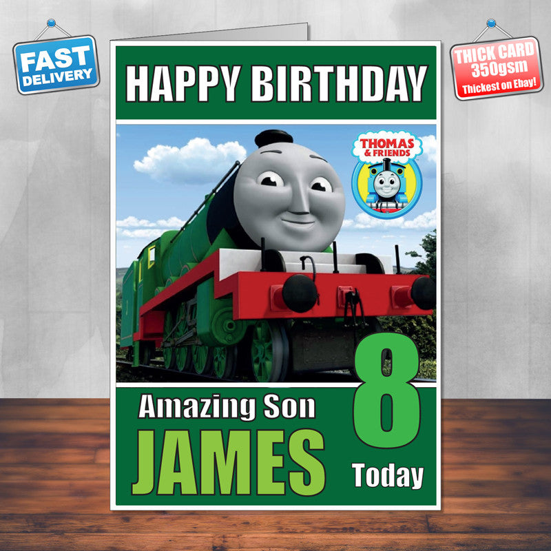 Thomas Tank HENRY SON THEME INSPIRED Style PERSONALISED Kids Adult FUNNY Birthday Card