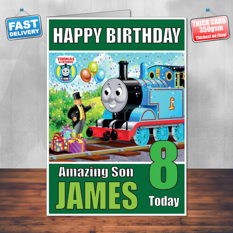 Thomas Tank Engine Son 2 THEME INSPIRED Style PERSONALISED Kids Adult FUNNY Birthday Card