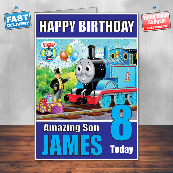 Thomas Tank Engine Son 3 Theme Personalised Kids Adult Funny Birthday Card