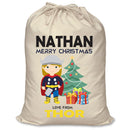 PERSONALISED Cartoon Inspired Super Hero Hammer God NATHAN - XL Children's Christmas Santa Sack CUSTOMISE Present