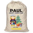PERSONALISED Cartoon Inspired Super Hero Hammer God PAUL - XL Children's Christmas Santa Sack CUSTOMISE Present