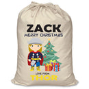 PERSONALISED Cartoon Inspired Super Hero Hammer God ZACK - XL Children's Christmas Santa Sack CUSTOMISE Present