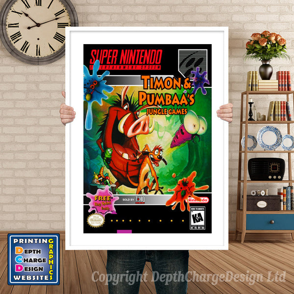 Timon and Pumbaa's Jungle Games Super Nintendo Game Inspired Theme Retro Gaming