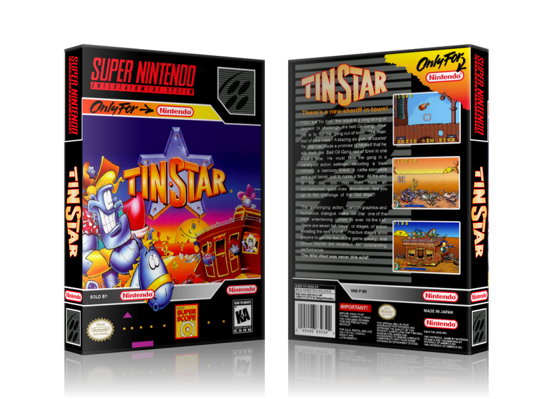 Tin Star Replacement Nintendo SNES Game Case Or Cover