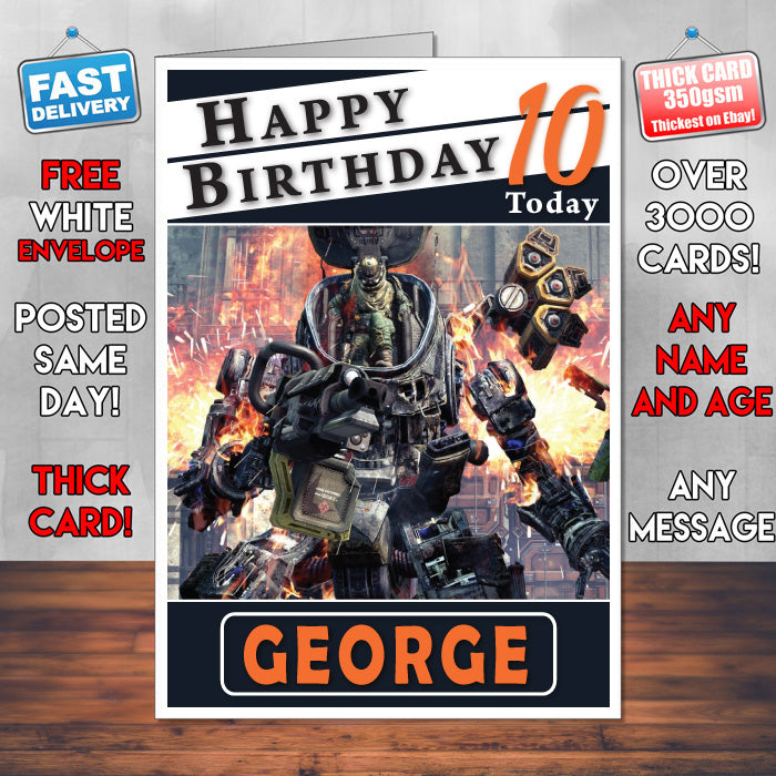 Personalised Titanfall Inspired Style Game Kids Inspired Birthday Card (SA)