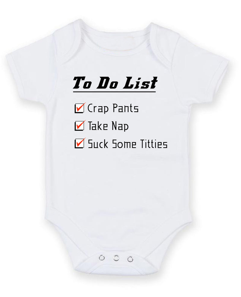 To Do List Personalised Baby Boy Girl Unisex Short Sleeve Bodysuit