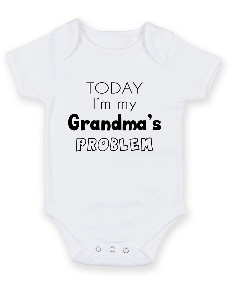 Today I Am Grandma's Problem Personalised Baby Boy Girl Unisex Short Sleeve Bodysuit