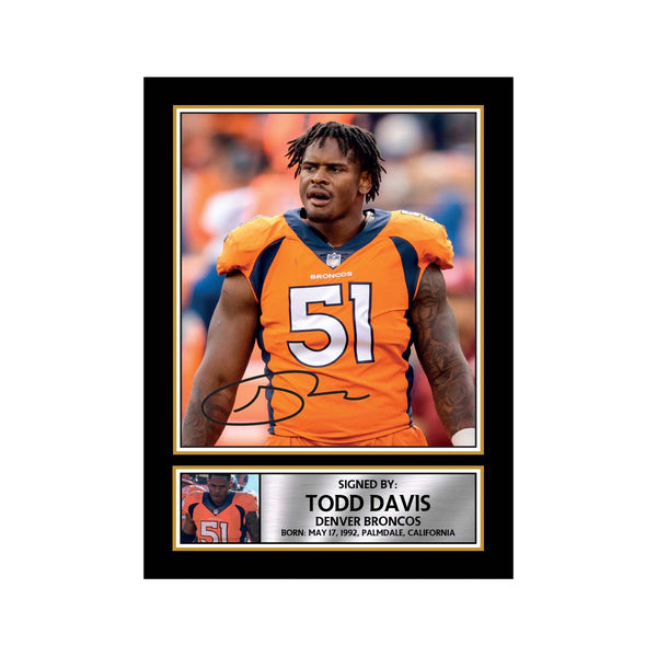 Todd Davis American Football Printed Signature Print