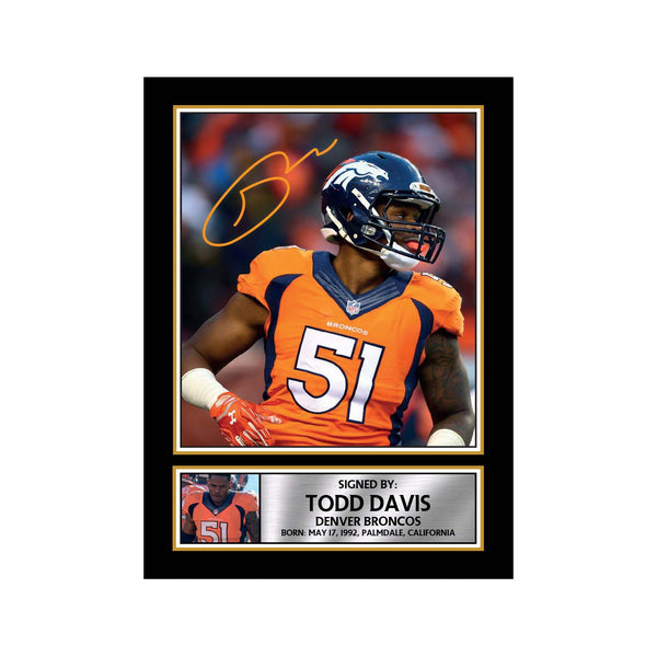 Todd Davis 2 American Football Printed Signature Print