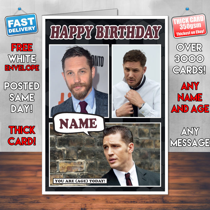 Tom Hardy Personalised Celebrity Birthday Card New 2017