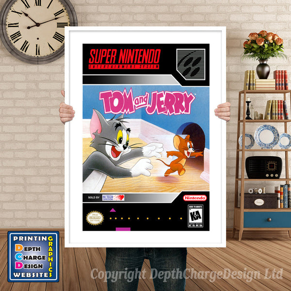 Tom and Jerry Super Nintendo Game Inspired Theme Retro Gaming Poster