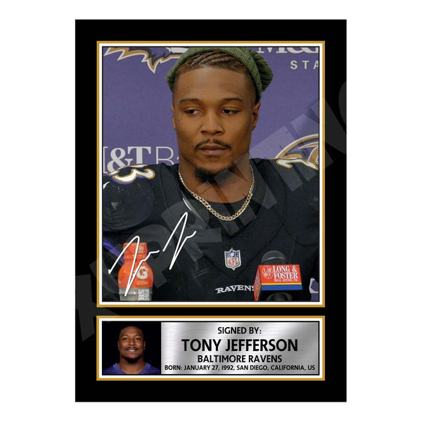 Tony Jefferson 1 American Football Printed Signature Print