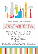 10 X Personalised Printed Tools Birthday INSPIRED STYLE Invites