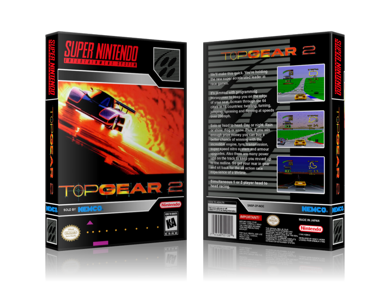 Top Gear 2 Replacement Nintendo SNES Game Case Or Cover