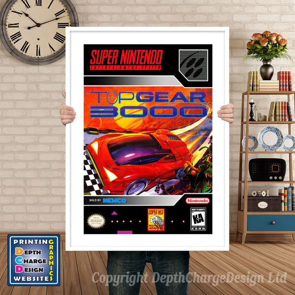 Top Gear 3000 Super Nintendo Game Inspired Theme Retro Gaming Poster