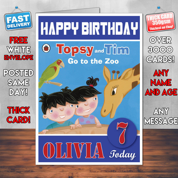 Topsy And Tim 11 Style Theme Personalised Kidshows Birthday Card (SA)