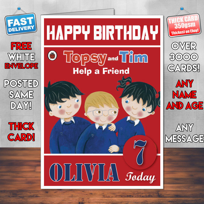 Topsy And Tim 12 Style Theme Personalised Kidshows Birthday Card (SA)