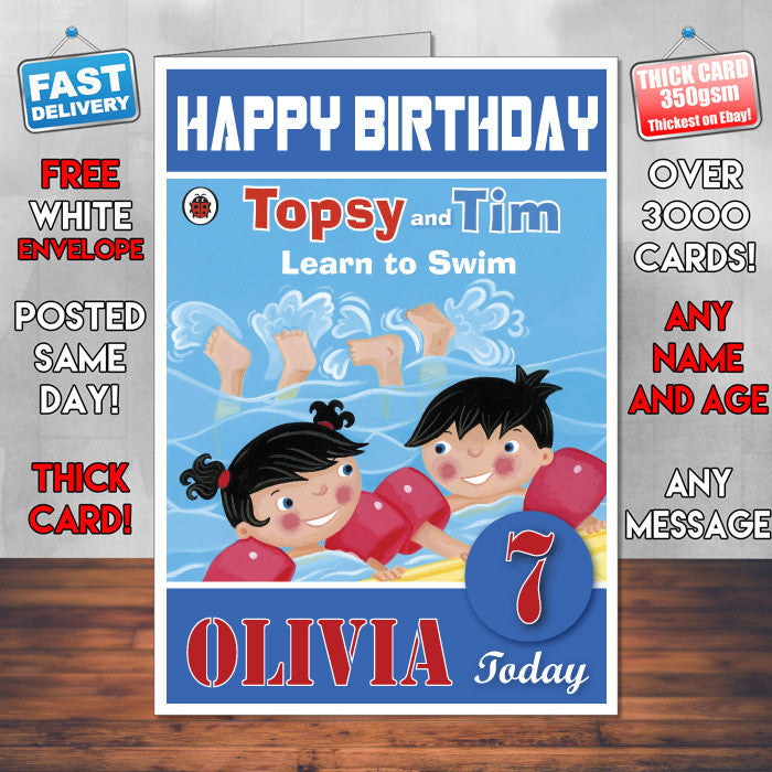 Topsy And Tim 13 Style Theme Personalised Kidshows Birthday Card (SA)