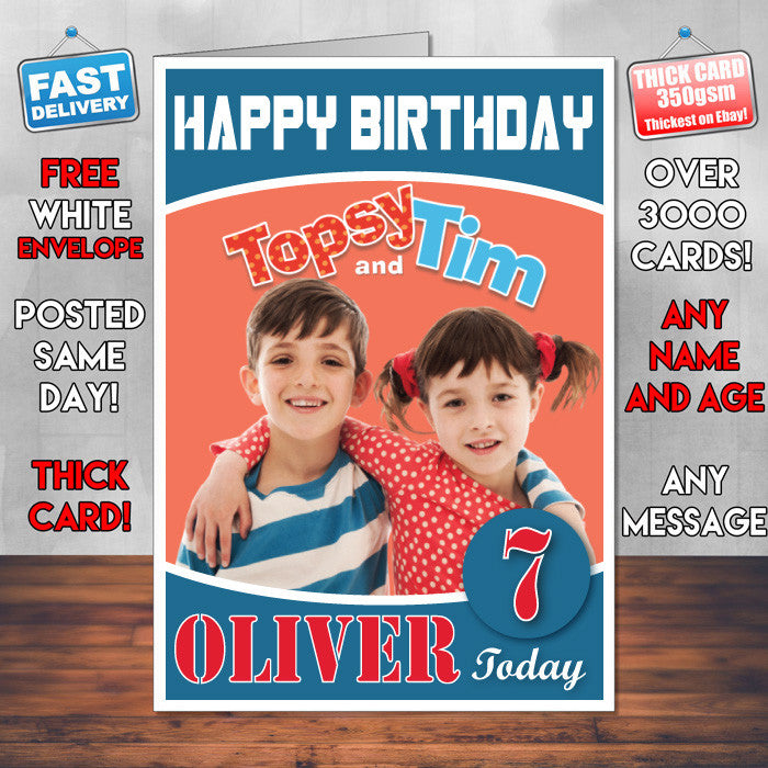 Topsy And Tim 1 Style Theme Personalised Kidshows Birthday Card (SA)