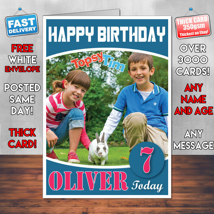 Topsy And Tim 2 Style Theme Personalised Kidshows Birthday Card (SA)