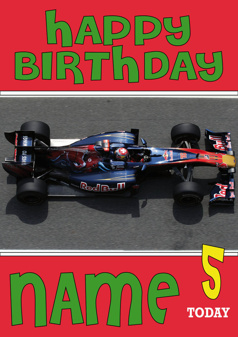 Personalised Toro Rosso F1 THEME INSPIRED PERSONALISED Kids Adult Birthday Card 2