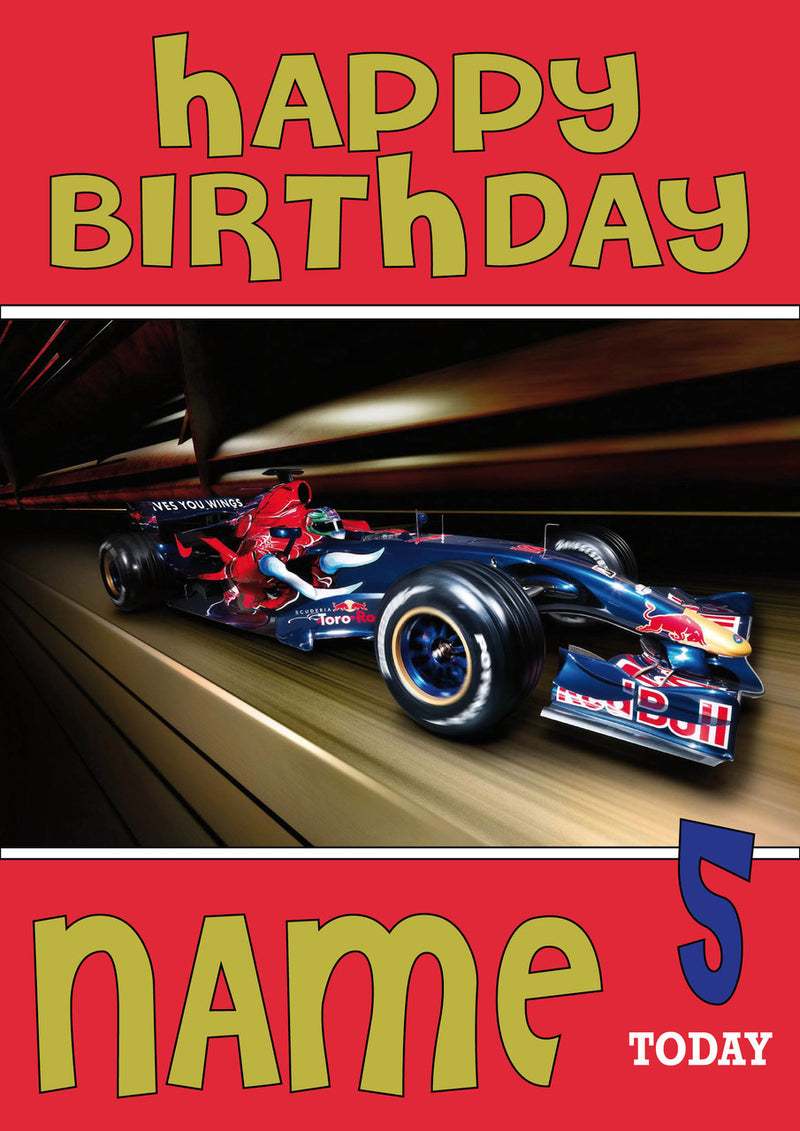 Personalised Toro Rosso F1 THEME INSPIRED PERSONALISED Kids Adult Birthday Card 6
