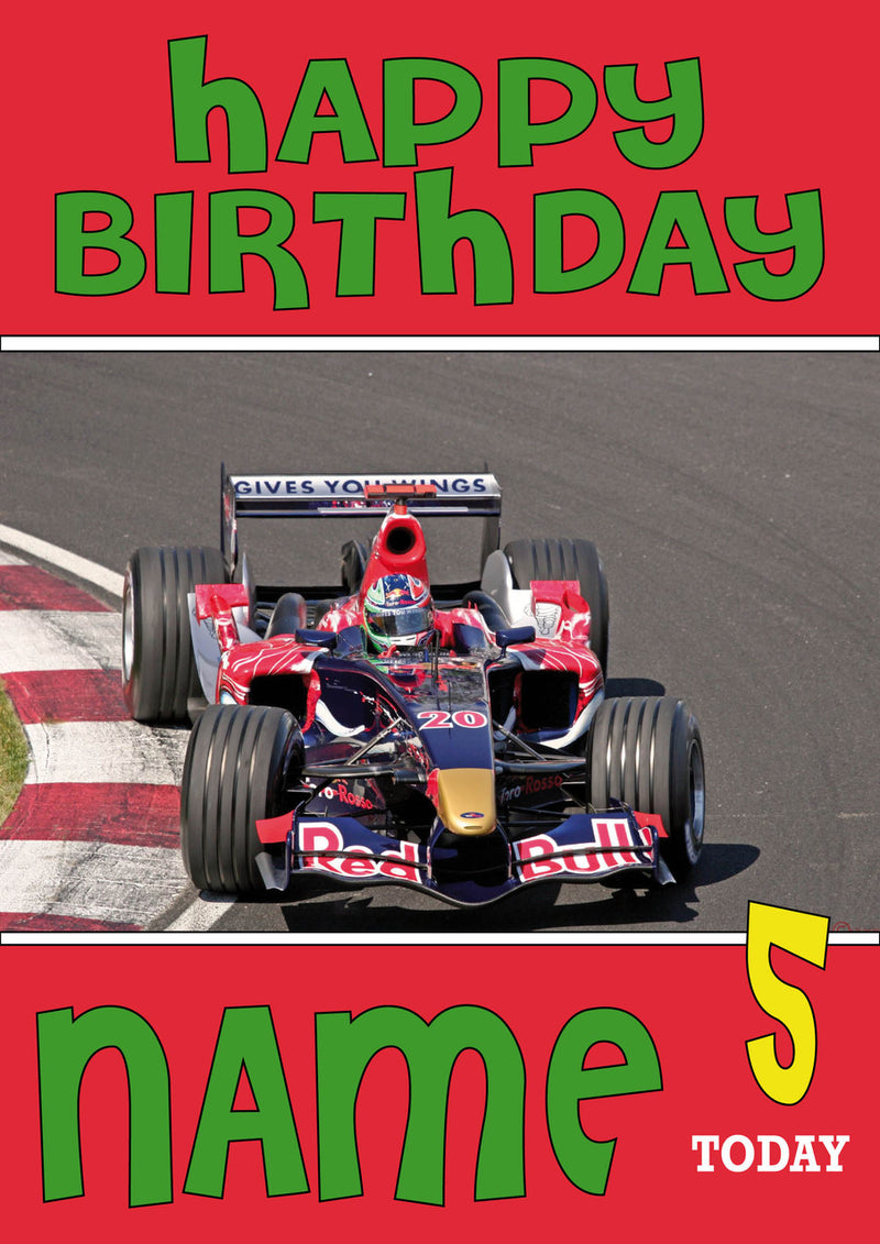 Personalised Toro Rosso F1 THEME INSPIRED PERSONALISED Kids Adult Birthday Card