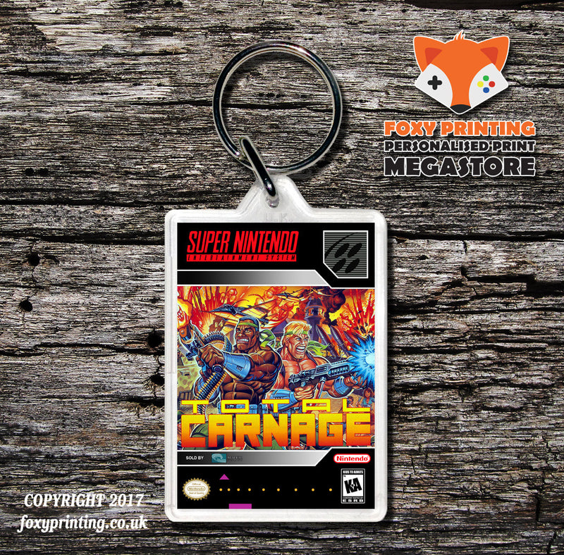 Total Carnage Game Inspired Retro Gaming Keyring