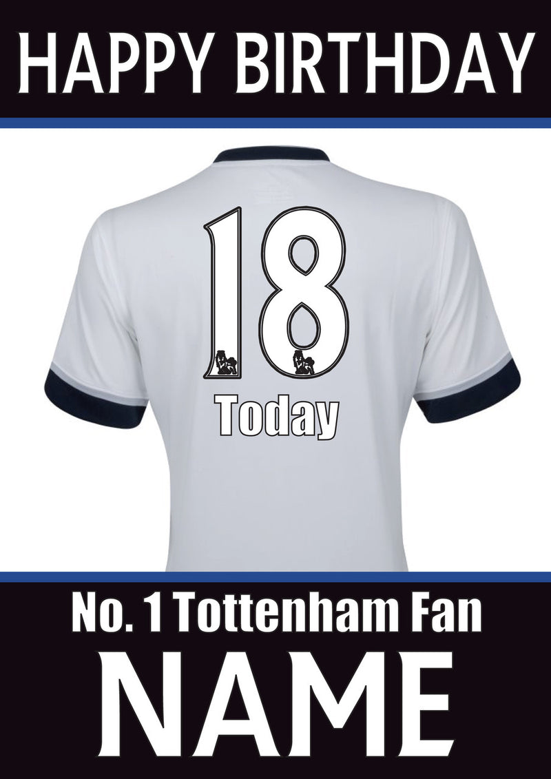 Tottenham Fan FOOTBALL TEAM THEME INSPIRED PERSONALISED Kids Adult Birthday Card