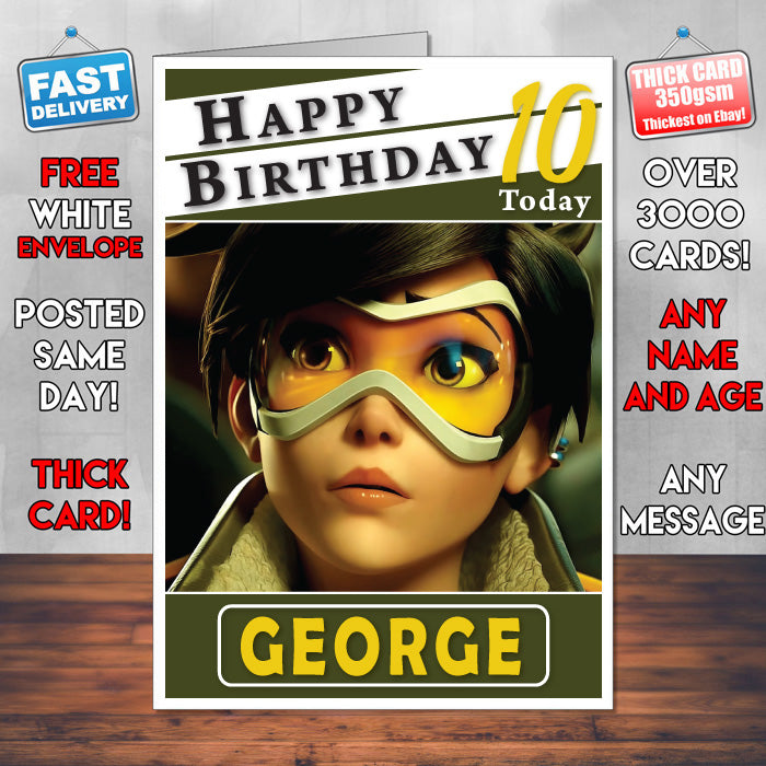 Personalised Tracer Inspired Style Game Kids Inspired Birthday Card (SA)