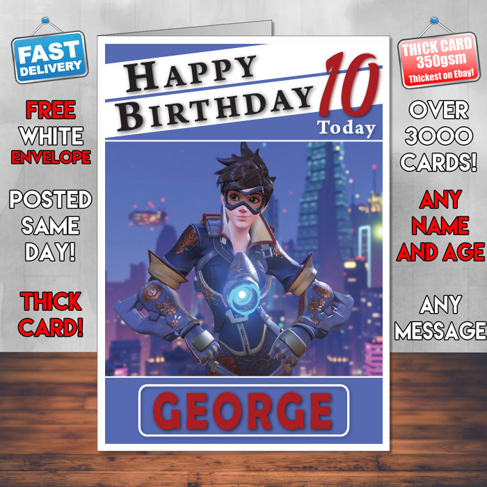 Personalised Tracer Year Of Rooster Inspired Style Game Kids Inspired Birthday Card (SA)