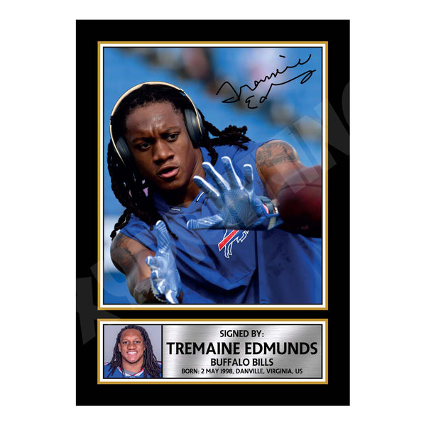 Tremaine Edmunds 1 American Football Printed Signature Print