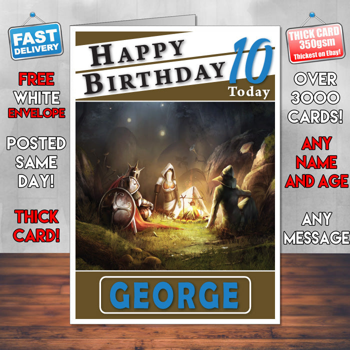 Personalised Trine 2 Story Campfire Inspired Style Game Kids Inspired Birthday Card (SA)