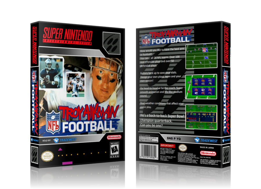 Troy Aikman NFL Football Replacement Nintendo SNES Game Case Or Cover – SNES Replacement Game case product image 1