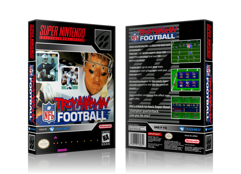 Troy Aikman NFL Football Replacement Nintendo SNES Game Case Or Cover