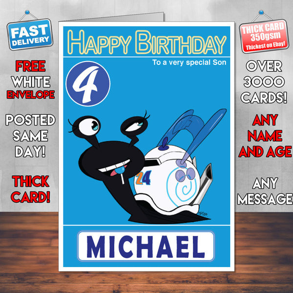 Turbo F.A.S.T 5 Style Theme Personalised Kidshows Birthday Card (SA)