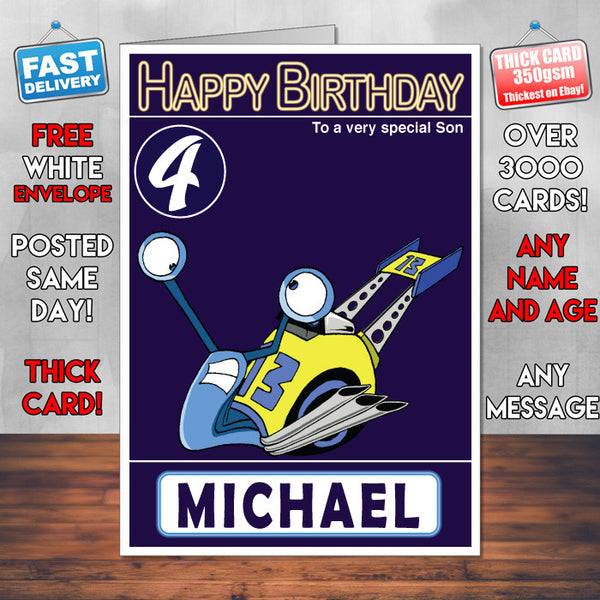Turbo F.A.S.T 8 Style Theme Personalised Kidshows Birthday Card (SA)