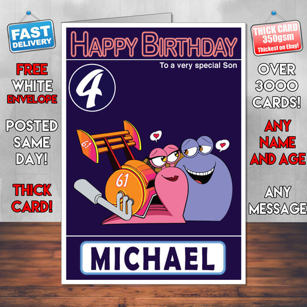 Turbo F.A.S.T 9 Style Theme Personalised Kidshows Birthday Card (SA)
