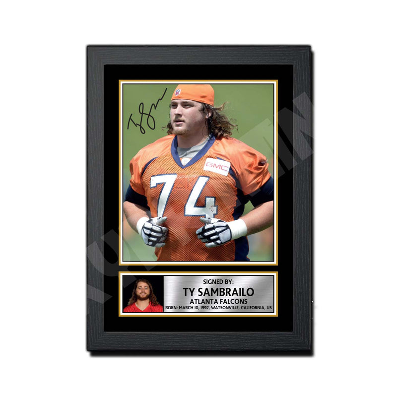 Ty Sambrailo 1 Limited Edition Football Signed Print - American Footballer